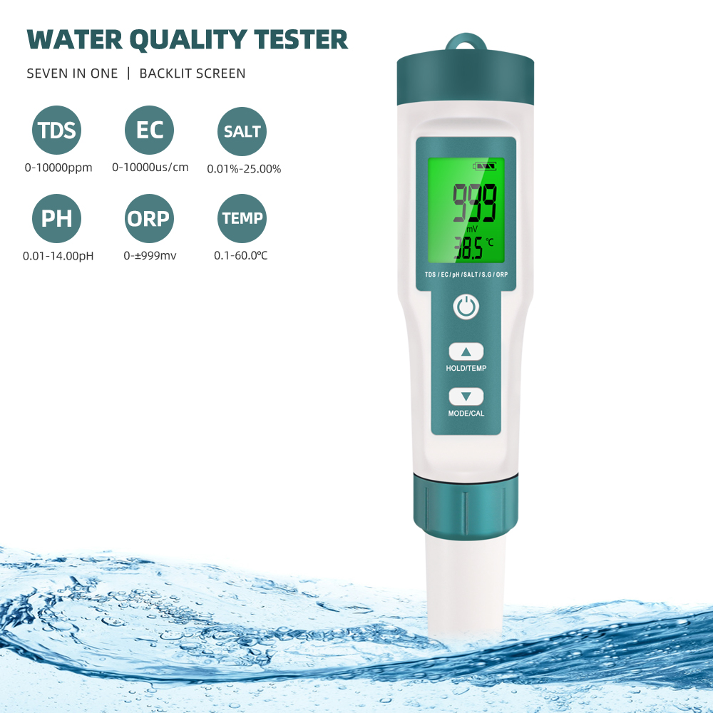 Ph Meter Digital Water Tester - 7 w 1 PH TDS EC