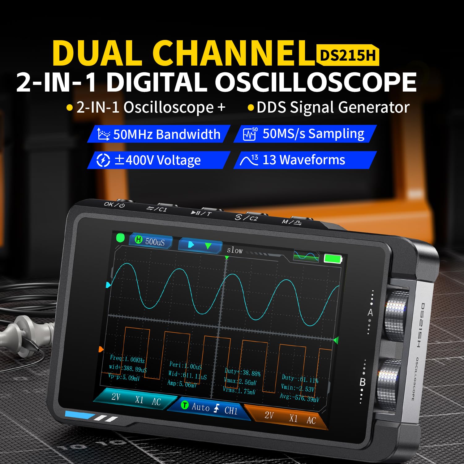 FNIRSI DS215H – cyfrowy oscylo – Fnirsi Digital Oscilloscope Handheld recenzja i cena
